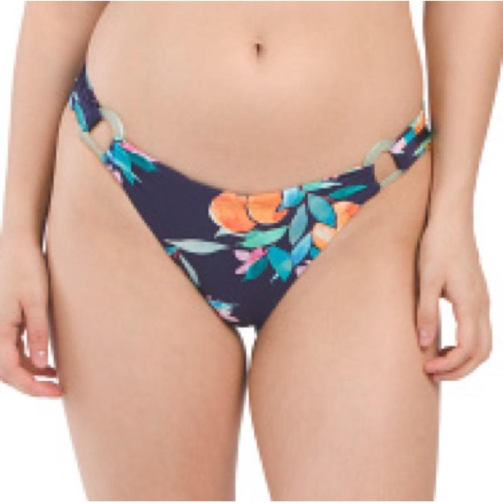 SUNSHINE 79 navy floral peaches bikini swim bottom style SN2SD90 size 6 NWT